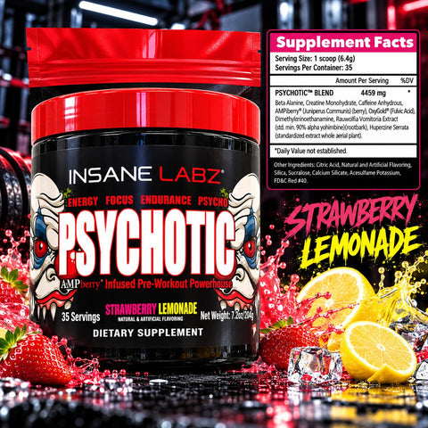 Insane Labz Psychotic Preworkout Strawberry Lemonade – 35 Servis