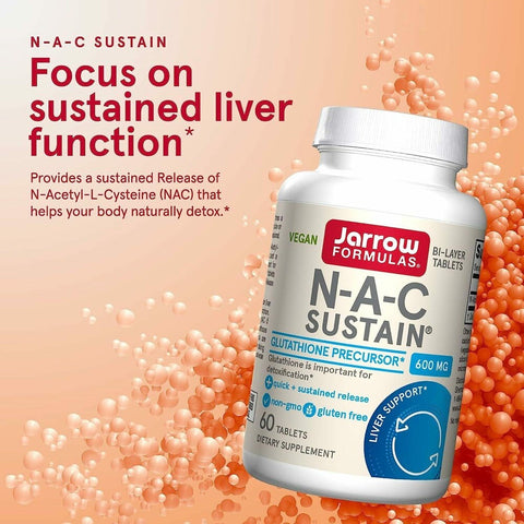 Jarrow Formulas Vegan NAC Sustain N-Acetyl-L-Cysteine Liver Dtox 600 mg 60 Caps