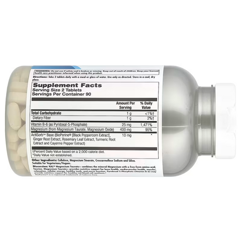 KAL Magnesium Taurate 400mg CoEnzyme Vitamin B6, Chelated 180 Tablet