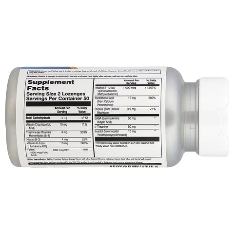 KAL GABA L-Theanine Stress B 12 Thiamine Folate Brain & Cognitive 100 Lozenges