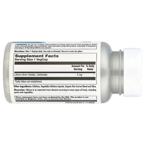 KAL Lithium Orotate Brain & Cognitive Mood Support 5 mg 120 VegCaps