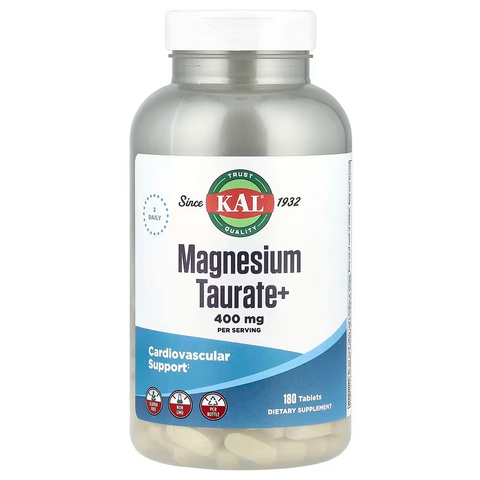 KAL Magnesium Taurate 400mg CoEnzyme Vitamin B6, Chelated 180 Tablet