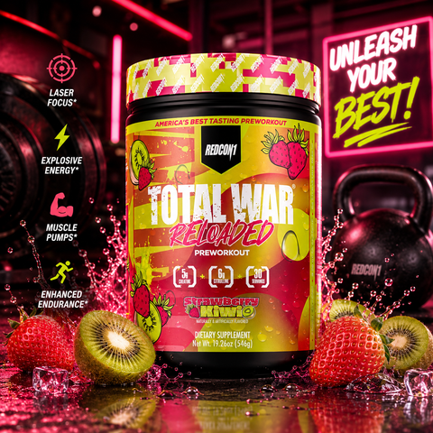 Redcon1 TOTAL WAR Reloaded Preworkout Strawberry kiwi 555 g