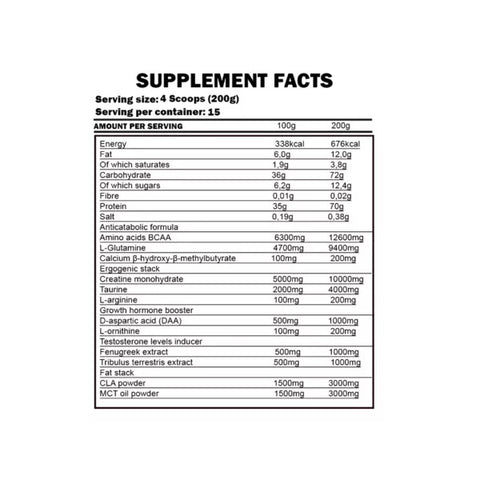 Kevin Levrone Gold Lean Mass Gainer Karbonhidrat tozu 3000g