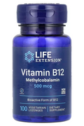 Life Extension Vitamin B12 Methylcobalamin 500 mcg 100 Vegetarian Lozenges