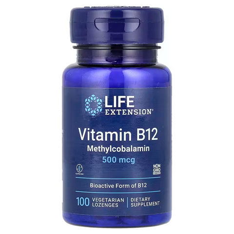 Life Extension Vitamin B12 Methylcobalamin 500 mcg 100 Vegetarian Lozenges