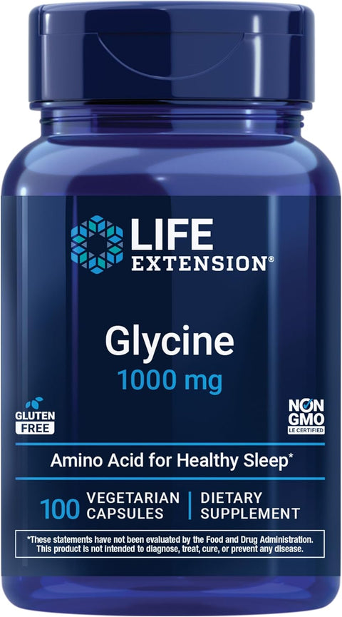 Life Extension Glycine 1000 mg Amino Acid That Promotes Healthy Sleep 100 Caps
