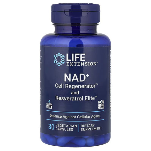 Life Extension NAD+ Cell Regenerator and Resveratrol Elite Fisetin Brain & Cognitive 30 Veg Cap
