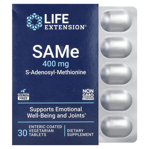 Life Extension Same S-Adenosyl-Methionine 400 mg Brain & Cognitive Mood Health Liver Health and Joint Support 30 Tablet