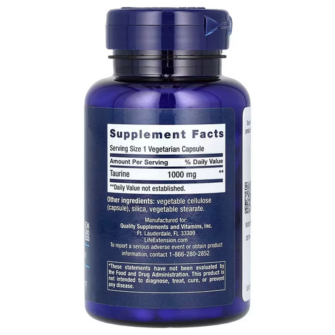 Life Extension Taurine Amino Acids 1,000 mg 90 Vegetarian Capsules