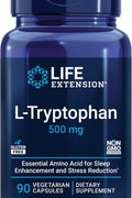 Life Extension L-Tryptophan 500 mg Serotonin Levels Sleep Mood, Stress Response 90 Vege Caps