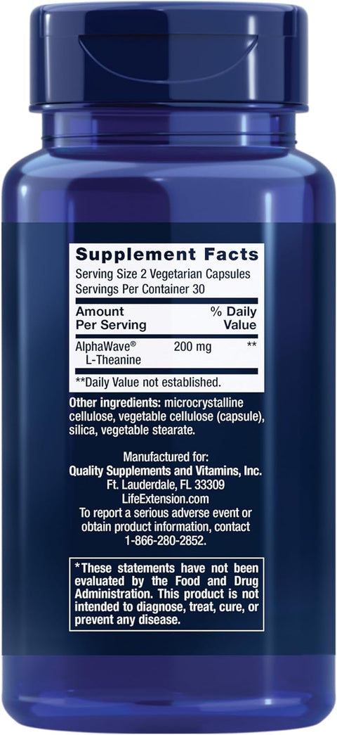 Life Extension L-Theanine 200 Mg 60 Caps