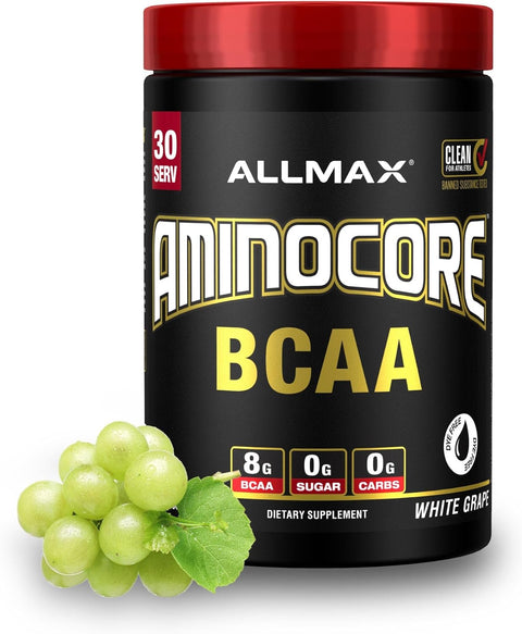 ALLMAX AMINOCORE BCAA Workout Muscle Recovery Amino Acids 30 Servis White Grape
