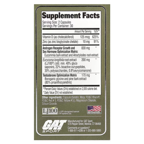 GAT Testol Platinum Premium Gh Testo Booster 60 Capsules