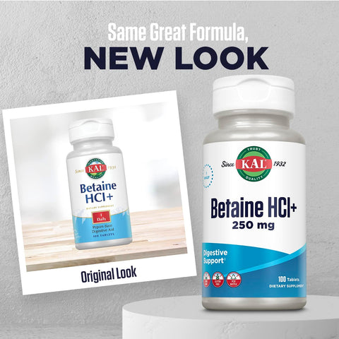 KAL Betaine HCL with Pepsin Digestive Enzymes for Gut Health 100 Tablet