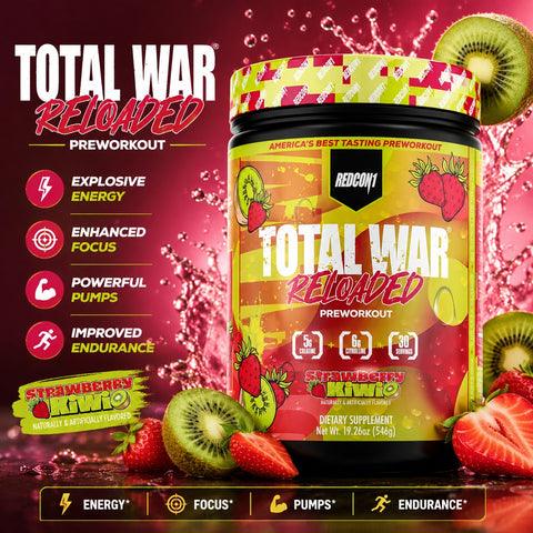 Redcon1 TOTAL WAR Reloaded Preworkout Strawberry kiwi 555 g
