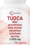 Micro Ingredients TUDCA Bile Salts 7-in-1 Complex with NAC Milk Thistle Glutathione Dandelion & Artichoke 2,000mg 240 Caps - Supplementhane