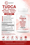 Micro Ingredients TUDCA Bile Salts 7-in-1 Complex with NAC Milk Thistle Glutathione Dandelion & Artichoke 2,000mg 240 Caps - Supplementhane