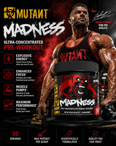 MUTANT Madness Ultra-Concentrated PreWorkout Peach Mango 270 gram - Supplementhane