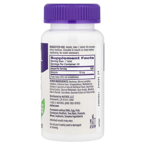Natrol Fast Dissolve Melatonin 10mg Tablet - Strawberry Flavor, 60 Count Sleep Support Tablet