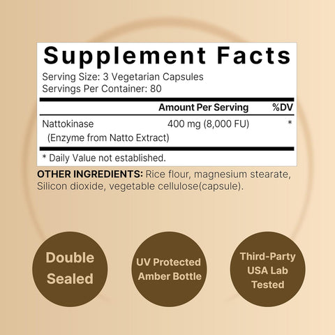 NatureBell Nattokinase 8,000 FU Per Serving 240 Veggie Capsules Traditional Natto Extract Source – Max Strength Enzyme & Heart Health Support