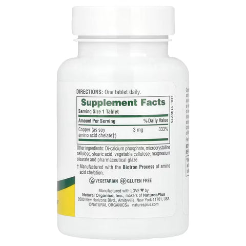 NaturesPlus Copper Bakır Mineral 3 mg 90 Tablet