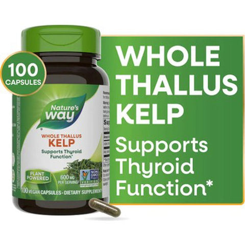 Nature's Way Kelp Whole Iodine Thyroid Thallus Greens & Superfoods 100 Vegan Caps