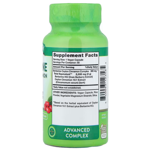 Nature's Truth Berberine Ceylon Cinnamon Complex 2,000 mg 50 Capsules