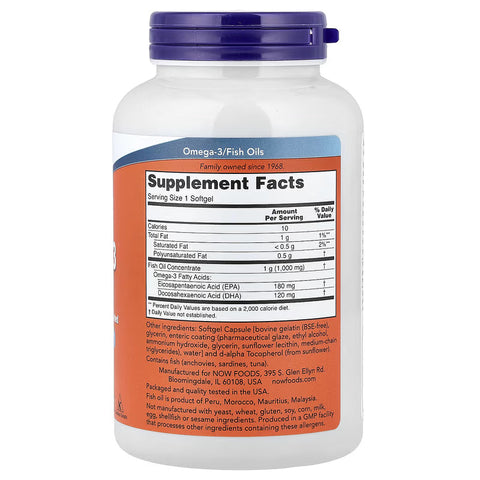 NOW Foods Omega 3 Fish Oil 180 Softgels