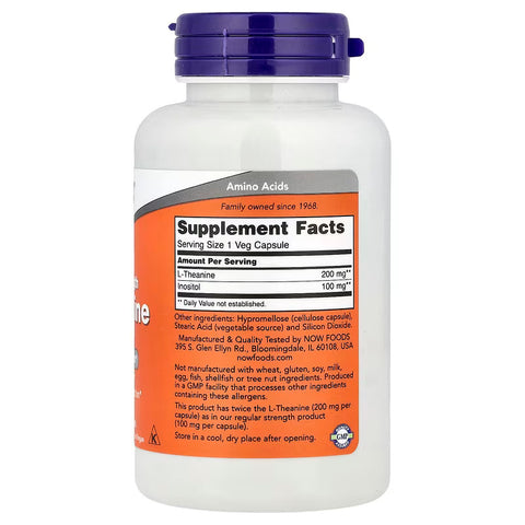 NOW Foods Double Strength L-Theanine with inositol 120 Veg Capsules