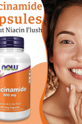 NOW Foods Niacinamide Sivilce Cilt temizliği 500 mg 100 Veg Capsules