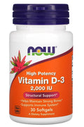 NOW Foods Vitamin D3 50 mcg 2000 IU 30 Softgels