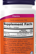 NOW Foods Vitamin D3 50 mcg 2000 IU 30 Softgels