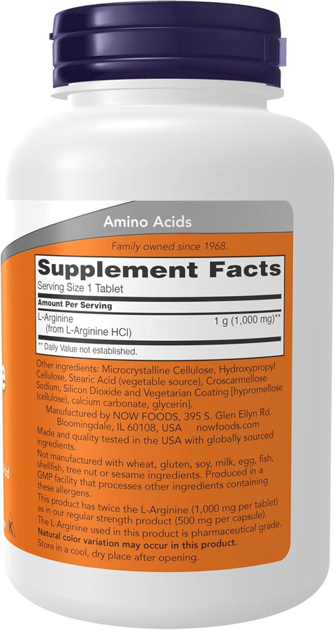 NOW Foods Double strength L-Arginine 1,000 mg Nitric Oxide Amino Acid 120 Tablet