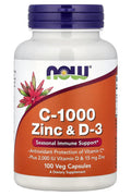 NOW Foods Vitamin C-1000 Zinc Çinko & D3 Vitamin Immune Support Antioxidant 100 Veg Caps