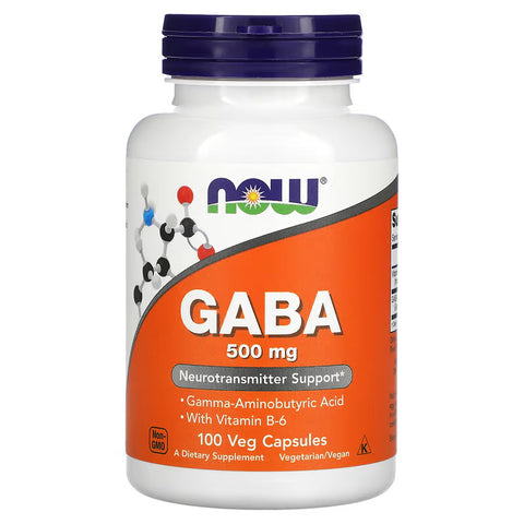 NOW Foods GABA with Vitamin B-6 500 mg 100 Vegetarian Caps