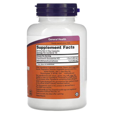 NOW Foods Vegetarian Glucosamine & MSM 120 Veg Caps