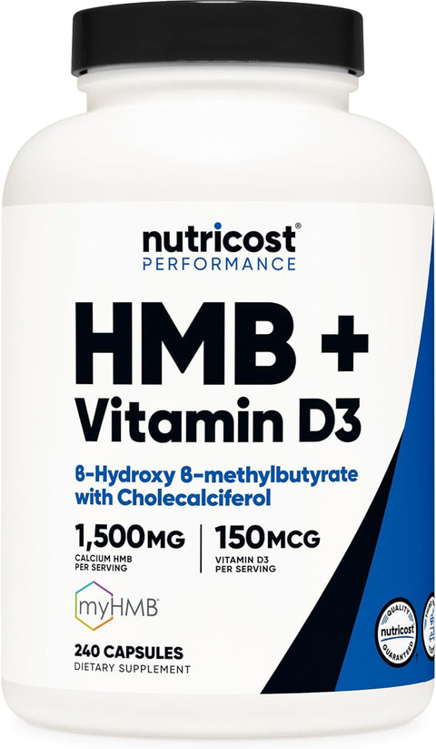 Nutricost 1000 MG HMB With Vitamin D3 6000 IU 240 Capsules