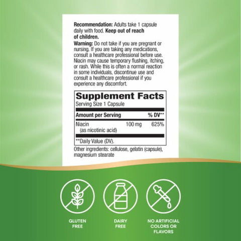 Nature's Way Niacin Flush Vitamin B3 100 mg 100 Caps