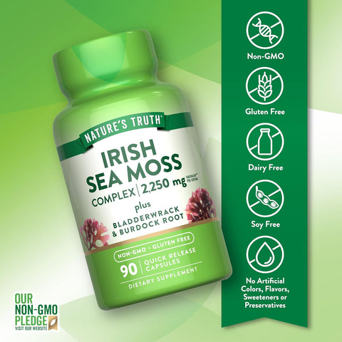 Nature's Truth Irish Sea Moss with Bladderwrack & Burdock Root Greens & Superfoods 90 Caps