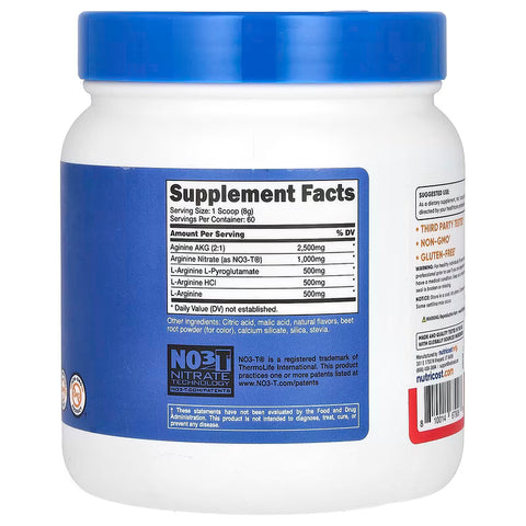 Nutricost Arginine AKG (2:1) Hcl Nitrate Nitric oxid Complex Fruit Punch 474 g