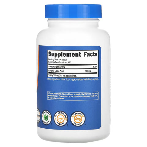 Nutricost R-Alpha Lipoic Acid Antioxidants 100 mg 120 Capsules