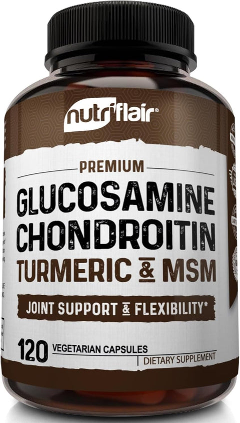 NutriFlair Glucosamine Chondroitin Turmeric MSM Boswellia - Joint Pain Relief 120 Caps