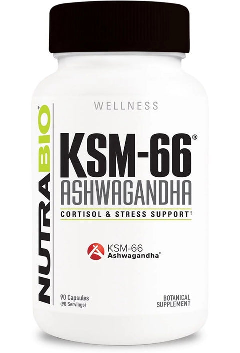 NutraBio Labs Ashwagandha KSM-66 600 mg 90 Vegetarian Capsules