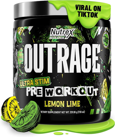 Nutrex Outrage Ultra HIGH STIM PreWorkout Caffeine L-Citrulline Beta-Alanine Creatine Energy Focus