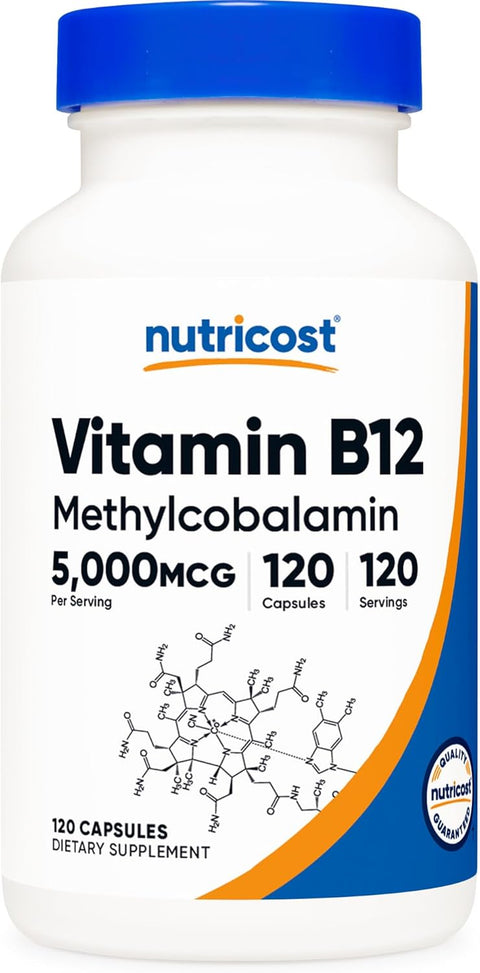 Nutricost Vitamin B12 Methylcobalamin 5000mcg 120 Vegetarian Caps