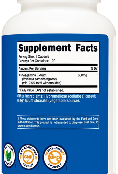 Nutricost Ashwagandha Root 600 MG 120 Capsules