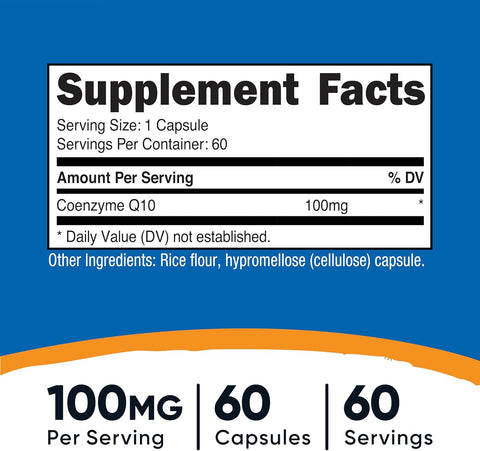 Nutricost CoQ10 Coenzyme Q10 Ubiquinone 100mg 60 Vegetarian Caps