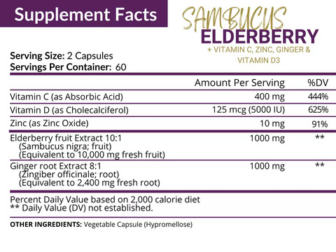 NutriFlair ELDERBERRY WITH VITAMIN C ZINC & VITAMIN D3 120 CAPS