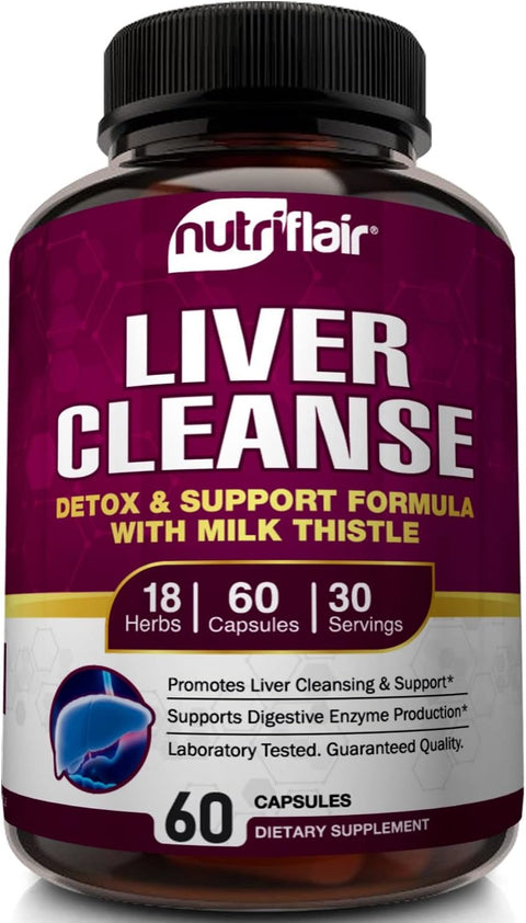 NutriFlair Liver Cleanse Detox Milk Thistle Artichoke Detox Regenerator Zinc Choline 60 Veggie Caps